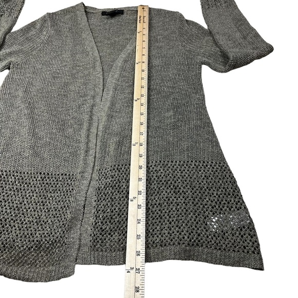 Tahari Open Cardigan linen blend crochet knit size M - Picture 8 of 9